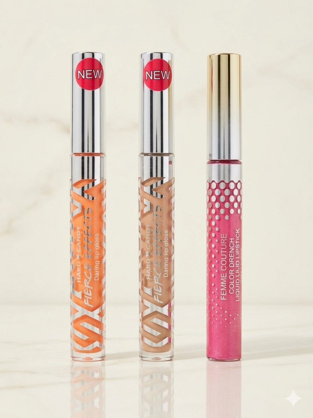 Hard Candy Lip Gloss Trio - Orange, Nude & Pink